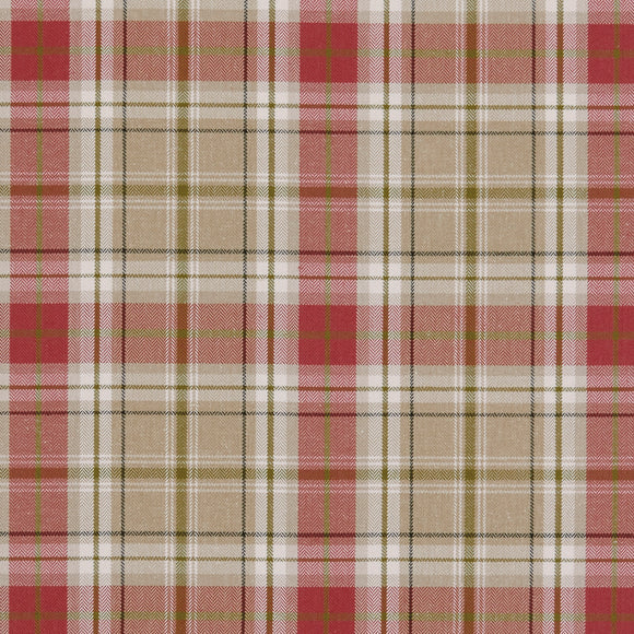 Upholstery Fabric  Faux Wool Curtain Cushion Material - Berridale Red Tartan Check