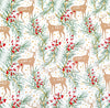 Christmas Canvas Panama Fabric - Stags - Berries - Stars - Xmas Craft Upholstery Fabric