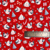 Christmas Fabric - Red Robins on Red Background - Cotton Fabric