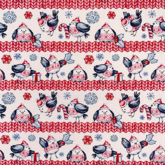 Christmas Fabric - Jolly Robins - Cotton Fabric