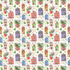Children's Cotton Fabric - Fairytale - Houses - Flowers - Bright Colour
