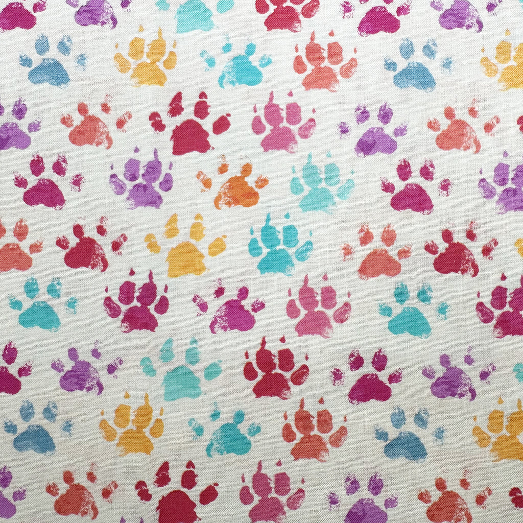 Cotton Fabric - Doggy Paw Print - Candy