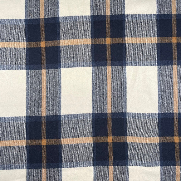 Craft Fabric Islay Faux Wool Clothing Cushion Material - Navy Blue & White Tartan Check