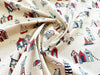 Canvas Fabric - Beach Huts Lighthouses Boats on NATURAL - Craft Fabric Material
