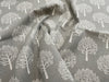 FABRIC REMNANT - Natural on Grey Mulberry Tree Print Canvas Fabric - 0.5m Length