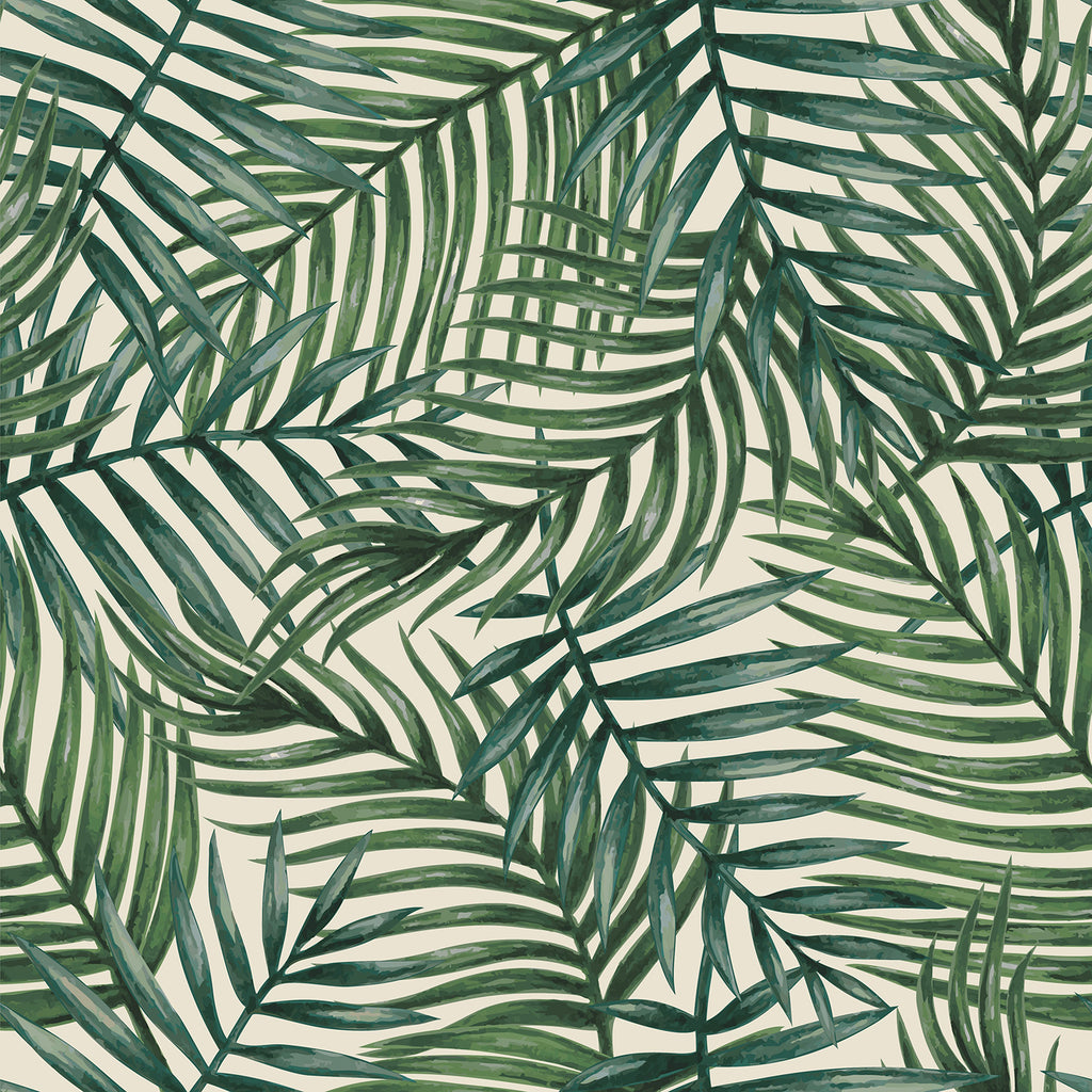 Outdoor Garden Fabric - Leaf Print on Natural Cream - Digitally Printed PU Coated UV Resistant Water Repellent Material