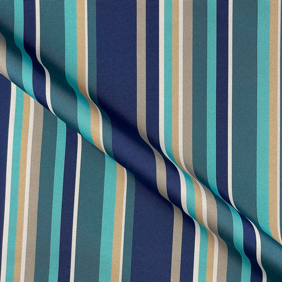 Outdoor Garden Fabric - Whitley Bay - Navy Blue Stripe Water Repellent Fabric
