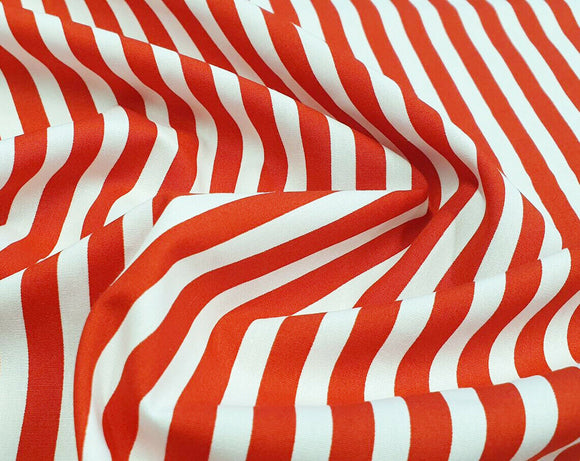 100% Cotton Poplin - White Stripes on Red (CP0080RED)