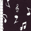 100% Cotton Poplin - Music Notes on Black