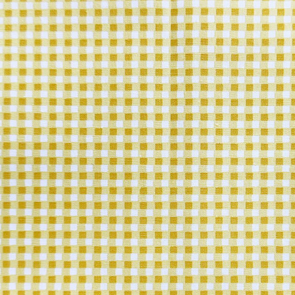 Cotton Fabric - Yellow & White Small Gingham Check - Craft Fabric Material Metre