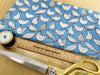 Cotton Fabric - Chicken Hens Bird Print on Copen Blue - Craft Fabric Material