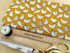 Cotton Fabric - Chicken Hens Bird Print on Ochre Yellow - Craft Fabric Material