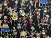 Cotton Fabric - Skeleton Party Black Day of Dead - Craft Fabric Material