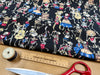 Cotton Fabric - Skeleton Party Black Day of Dead - Craft Fabric Material