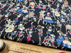 Cotton Fabric - Skeleton Party Black Day of Dead - Craft Fabric Material