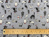 Cotton Fabric - Cute Crazy Cats Print on Grey