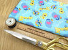 Cotton Fabric - Childrens Cute Blue Safari Animals Nursery Craft Fabric Material