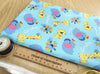 Cotton Fabric - Childrens Cute Blue Safari Animals Nursery Craft Fabric Material