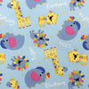 Cotton Fabric - Childrens Cute Blue Safari Animals Nursery Craft Fabric Material