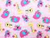 Cotton Fabric - Childrens Cute Pink Safari Animals Nursery Craft Fabric Material