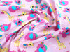Cotton Fabric - Childrens Cute Pink Safari Animals Nursery Craft Fabric Material