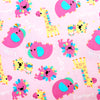 Cotton Fabric - Childrens Cute Pink Safari Animals Nursery Craft Fabric Material