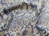 Cotton Fabric - Copen Blue & Ivory Paisley Print - Craft Dress Fabric Material