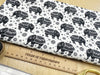 Cotton Poplin Fabric - Black Mandala Elephant Print on Ivory - Craft Fabric Material