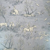 Cotton Panama Canvas Fabric - Country Toile on Wedgewood Blue