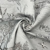 Cotton Panama Canvas Fabric - Country Toile on Grey