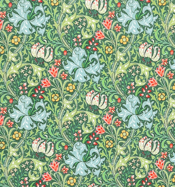 William Morris - Percale Cotton - Dressmaking Fabric - Golden Lily