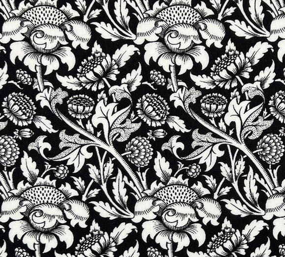 William Morris - Percale Cotton - Dressmaking Fabric - White Flowers
