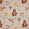 Canvas Fabric - Cute Forest Friends Animals on Taupe