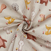 Canvas Fabric - Cute Forest Friends Animals on Taupe