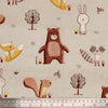 Canvas Fabric - Cute Forest Friends Animals on Taupe