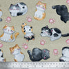 Canvas Fabric - Cute Kitty Cat Print on Beige - Craft Fabric Material
