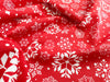 Christmas Canvas Panama Fabric - White Snowflakes on Red - Xmas Craft Upholstery Fabric