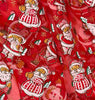 Christmas Organza Fabric - Red & White Santas Father Christmas on Red