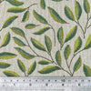 Upholstery Fabric - Cotton Rich Linen Look Material -  Green Leaves on Natural Background