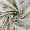 Upholstery Fabric - Cotton Rich Linen Look Material - Lavender Flowers