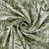 Upholstery Fabric - Cotton Rich Linen Look Material - Green & Grey Floral Leaf Print