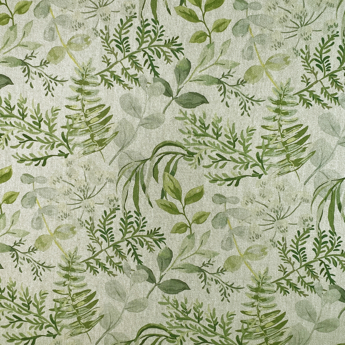 Upholstery Fabric - Cotton Rich Linen Look Material - Green & Grey