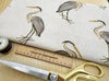 Linen Look Canvas Fabric - Heron Bird Print - Upholstery Cushion Curtain Craft Fabric