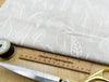 Linen Look Canvas Fabric - White Leaf Print - Upholstery Cushion Curtain Craft Fabric