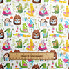 Cotton Fabric - Children's Educated Animals - Bright Coloured Material