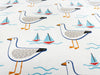 Upholstery Fabric - 'Gull' Ivory Seagull & Boats Print - Cushion Curtain Craft Fabric