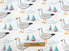 Upholstery Fabric - 'Gull' Ivory Seagull & Boats Print - Cushion Curtain Craft Fabric