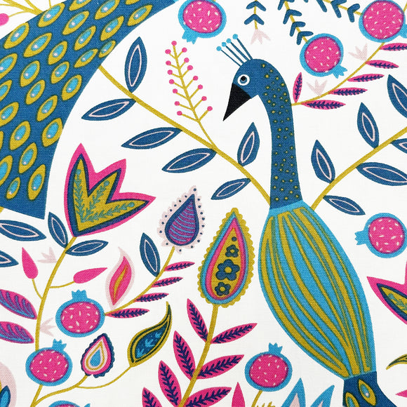 Upholstery Fabric - 'Peacock' Bright Multi Colour Bird Print - Cushion Curtain Craft Fabric