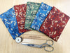 Fat Quarter Bundle - Christmas Green Blue Red Gold Bauble Leaf Print Fabric