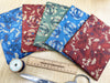 Fat Quarter Bundle - Christmas Green Blue Red Gold Bauble Leaf Print Fabric